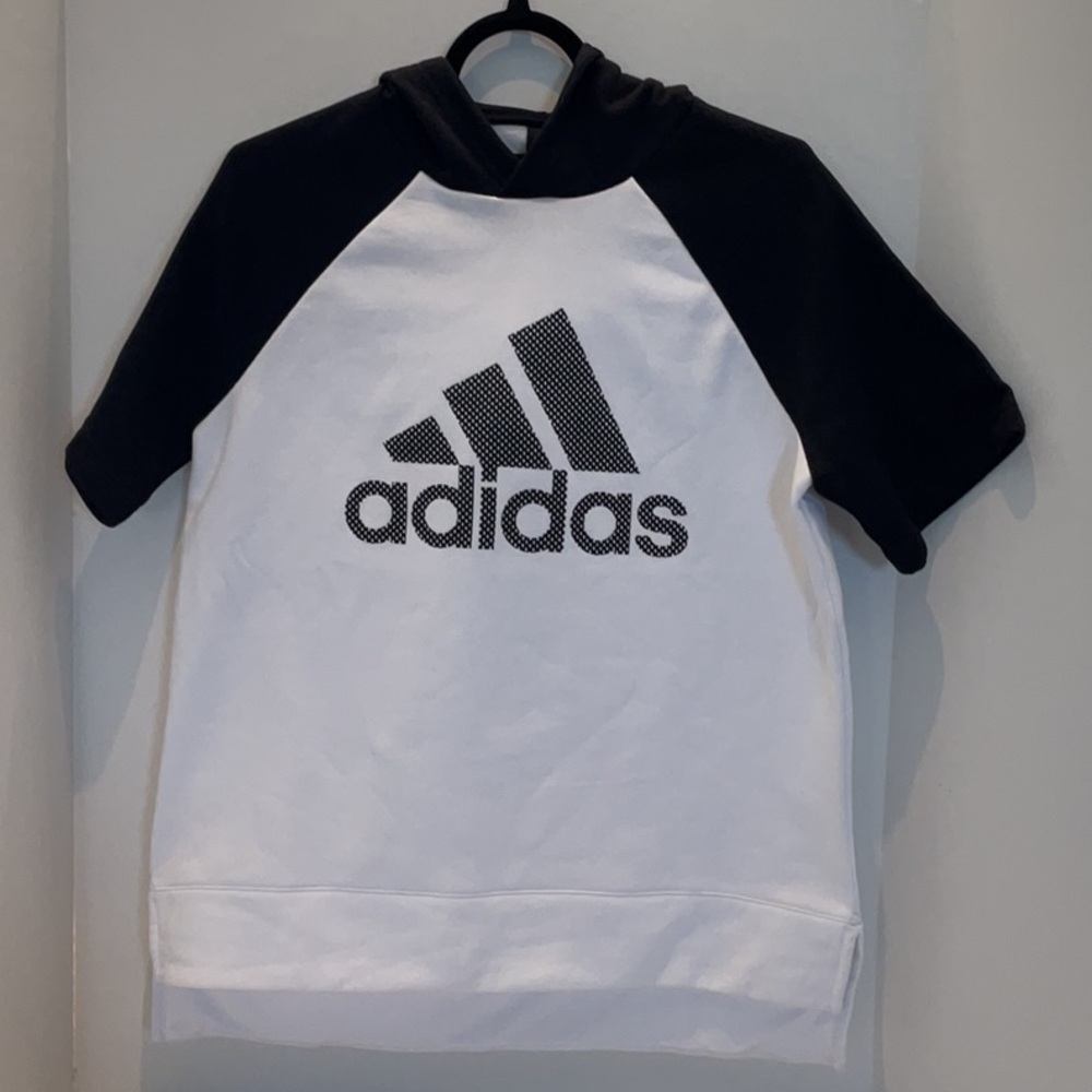 Adidas Women’s Black and White  Short sleeve hoodie